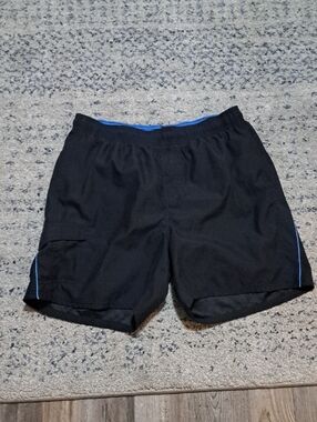Nike Black Swim Trunks with Blue Trim